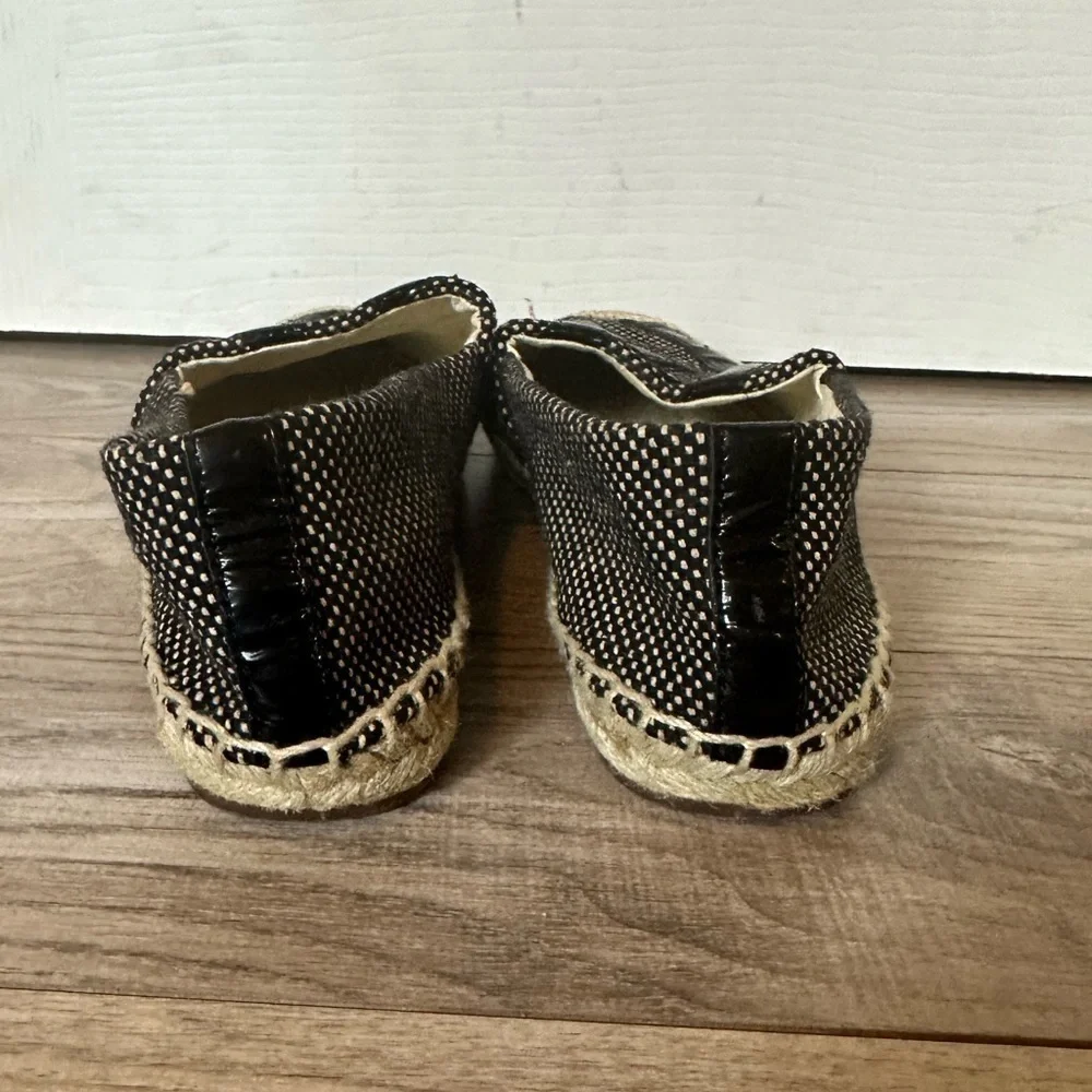 TORY Burch Lonnie Logo Black and Tan Espadrilles